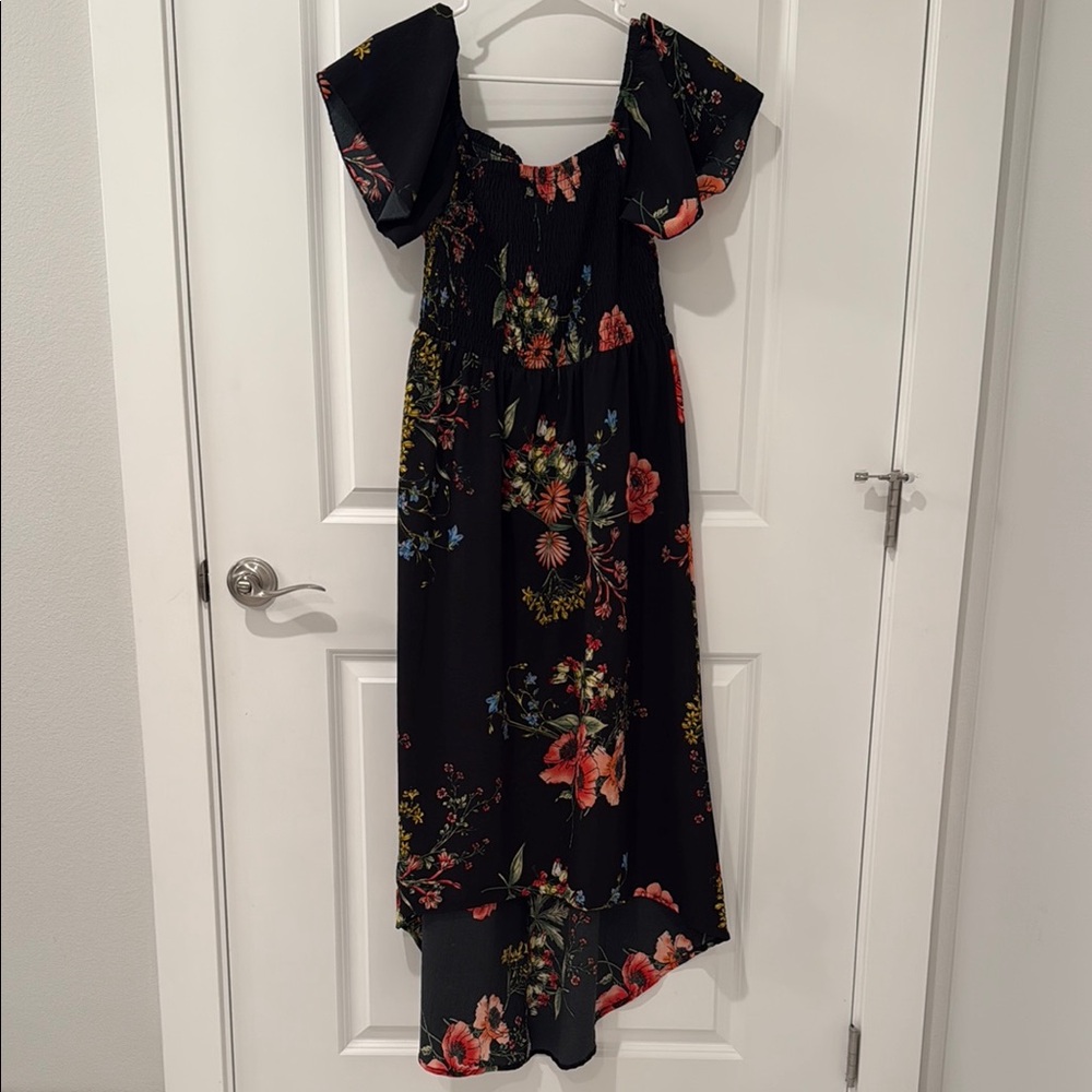 Floral Black women hi low Dress